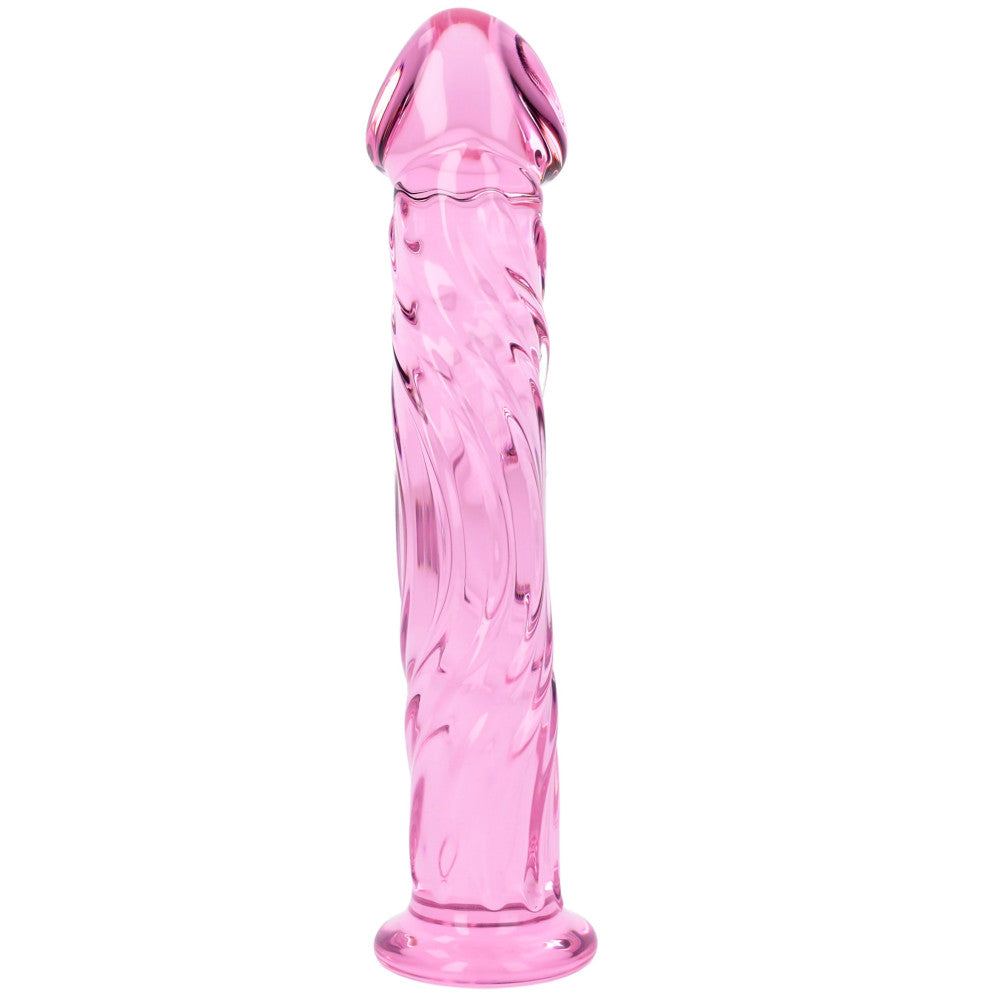 Glass dildo with embossed Glossy #4 pink