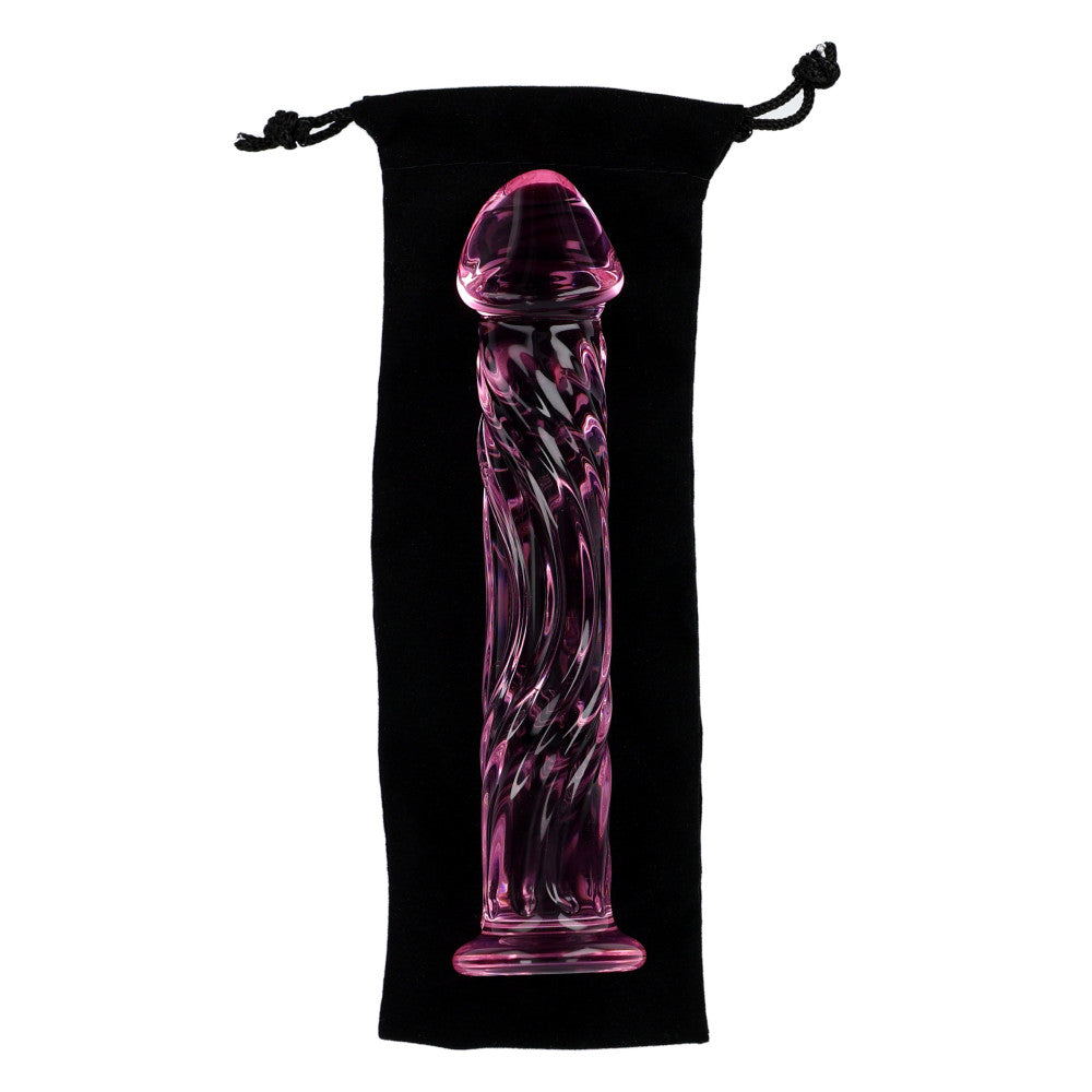 Glass dildo with embossed Glossy #4 pink