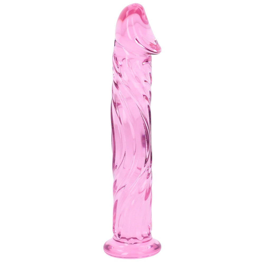 Glass dildo with embossed Glossy #4 pink