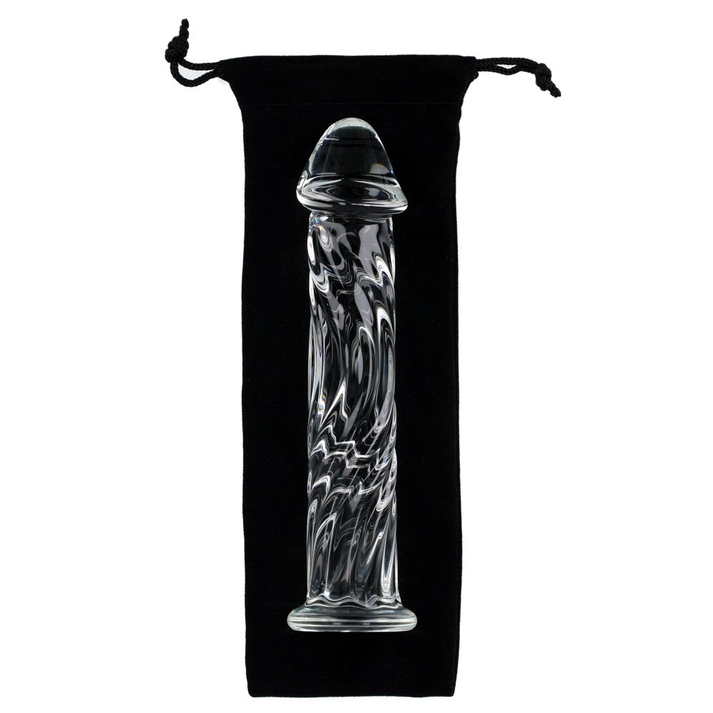 Glass dildo with relief Glossy #4 transparent