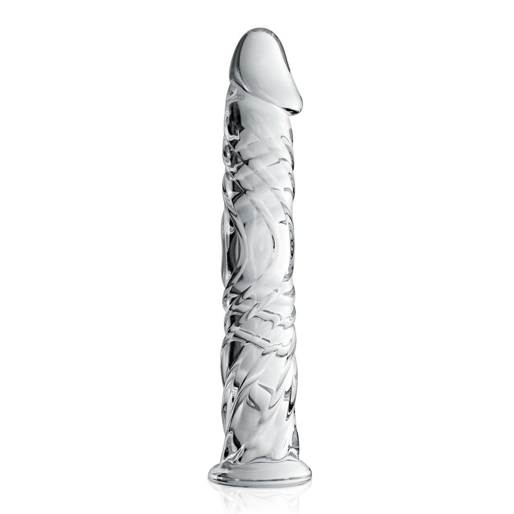 Glass dildo with relief Glossy #4 transparent