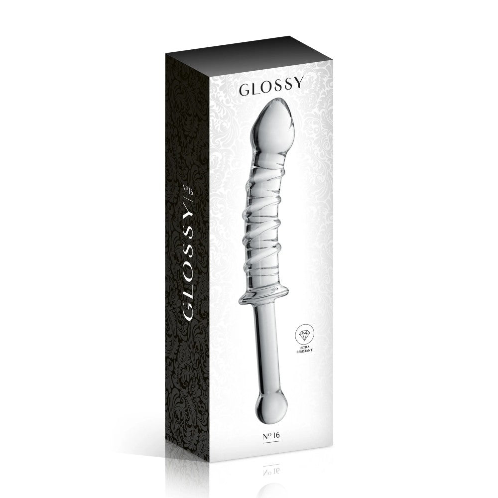 Glass dildo with relief transparent Glossy #16