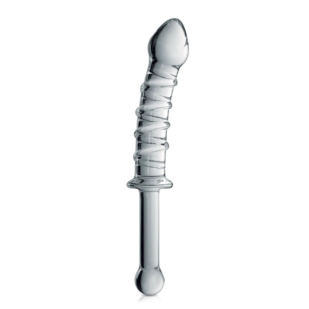 Glass dildo with relief transparent Glossy #16