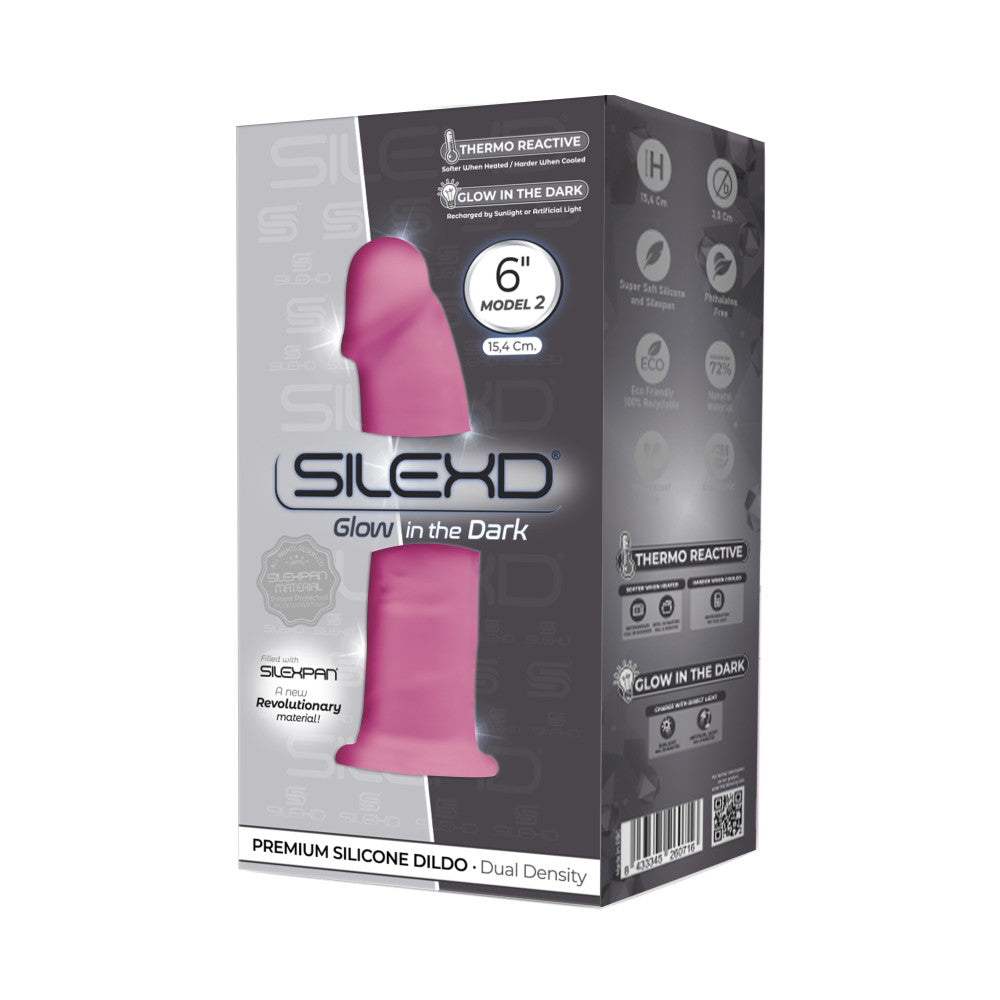 Glow In The Dark SilexD 6" Double Layer Dildo Pink