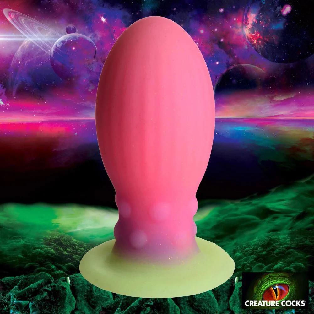 Glow in the Dark Large Silicone Egg - Creature Cocks Xeno Egg Butt Plug