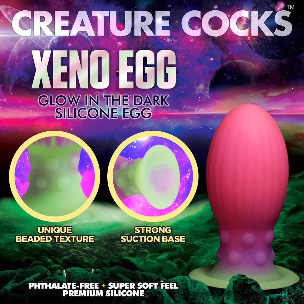 Glow in the Dark Large Silicone Egg - Creature Cocks Xeno Egg Butt Plug