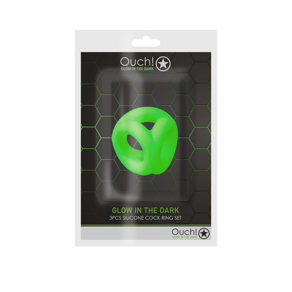 Glow in the Dark Triple Liquid Silicone Cock Ring Ouch!