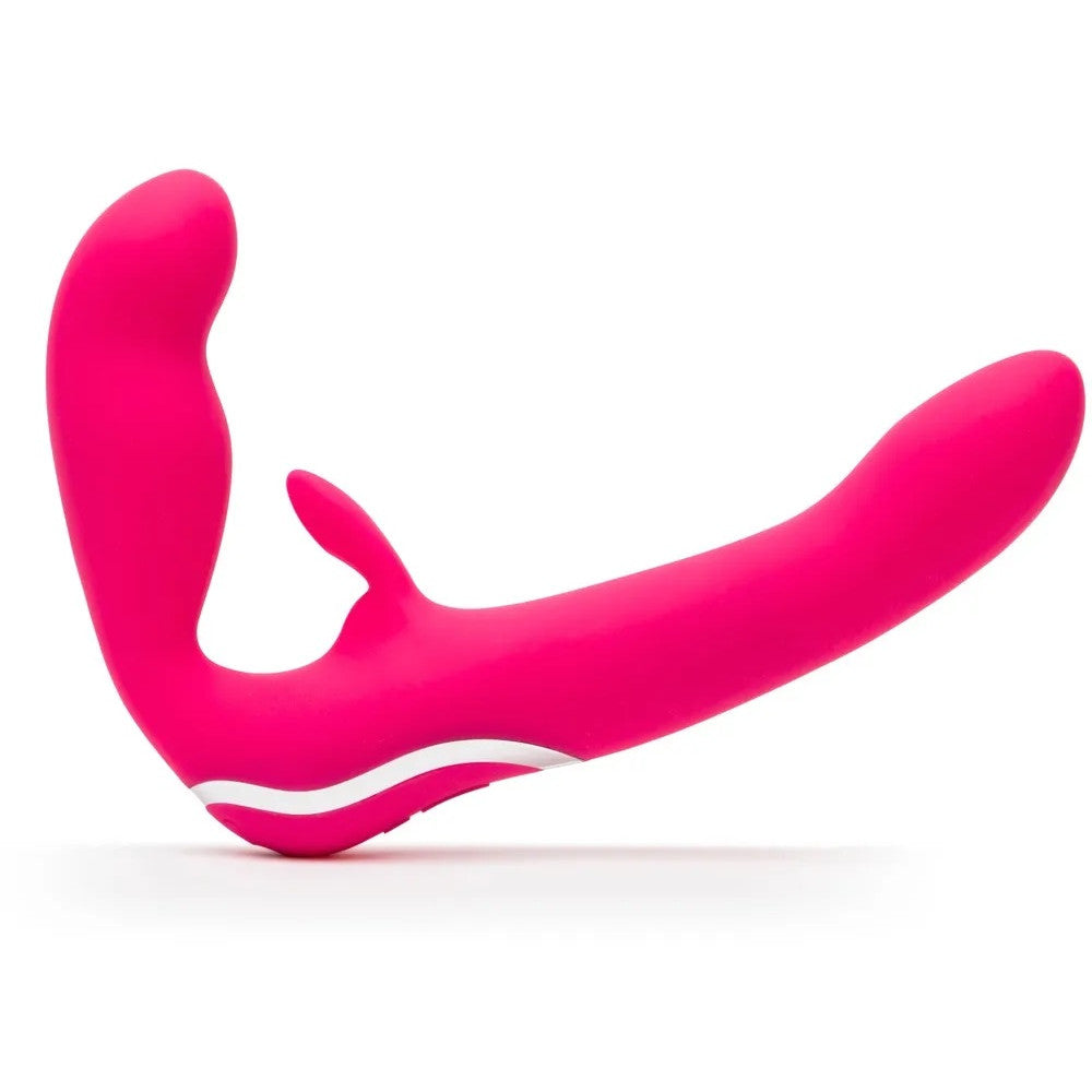 Happy Rabbit rechargeable silicone 2 in 1 strap-on with rabbit vibrator