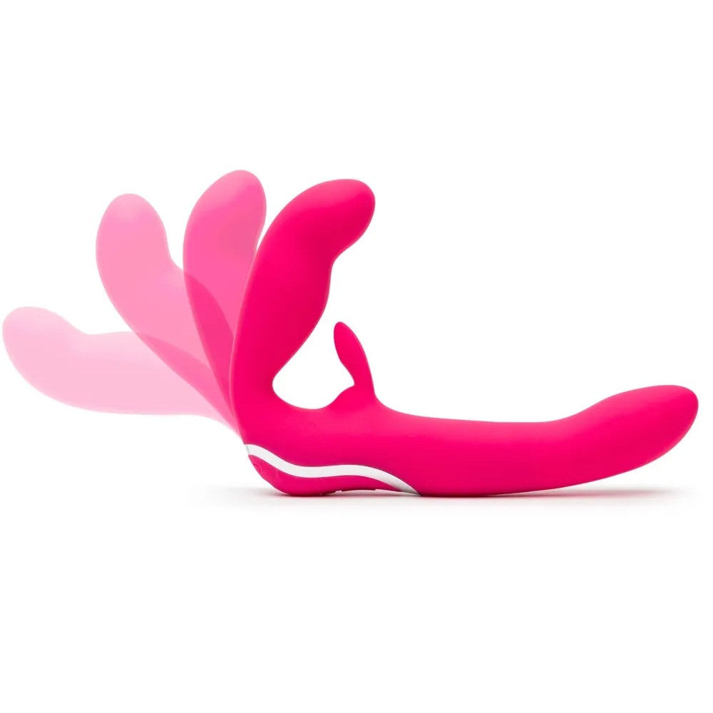 Happy Rabbit rechargeable silicone 2 in 1 strap-on with rabbit vibrator