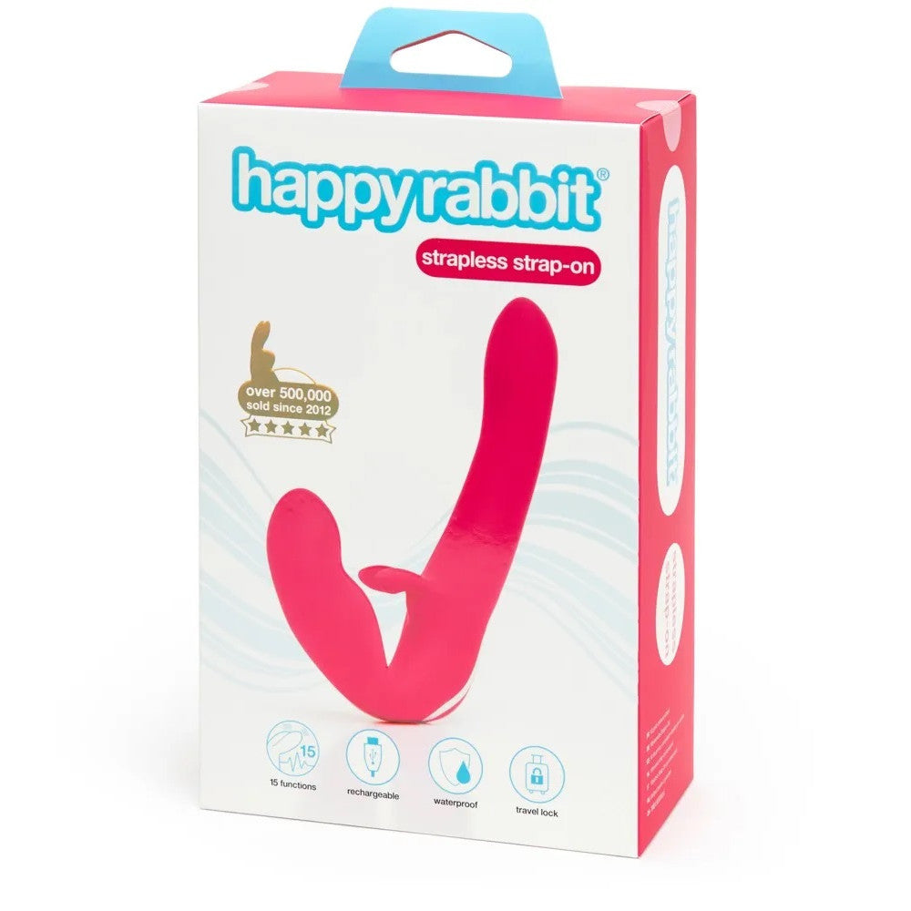 Happy Rabbit rechargeable silicone 2 in 1 strap-on with rabbit vibrator