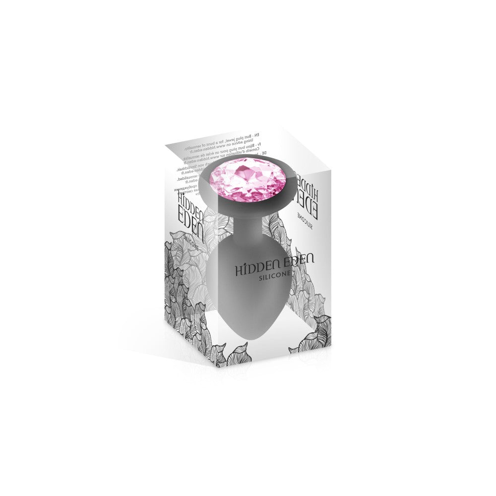 Hidden Eden Silicone Butt Plug with Pink Crystal Size L