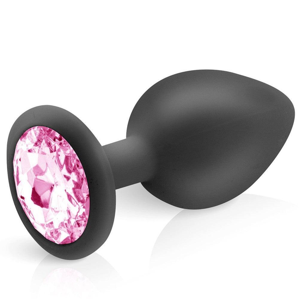 Hidden Eden Silicone Butt Plug with Pink Crystal Size L