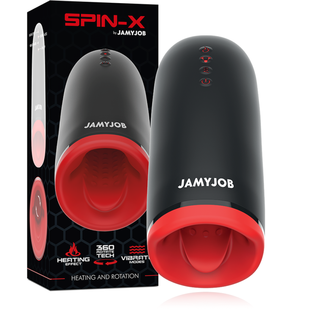 Jamyjob Spin-X Rechargeable Warming and Vibrating Rotating Masturbator