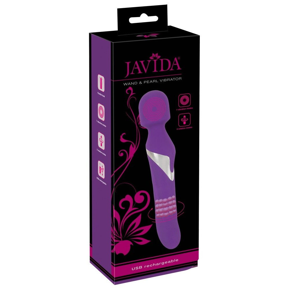 Javida Double Vibrator with Rotating Pearls and Wand Massager