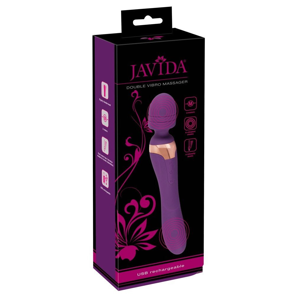 Javida Rechargeable Double Wand Massager and Vibrator Purple