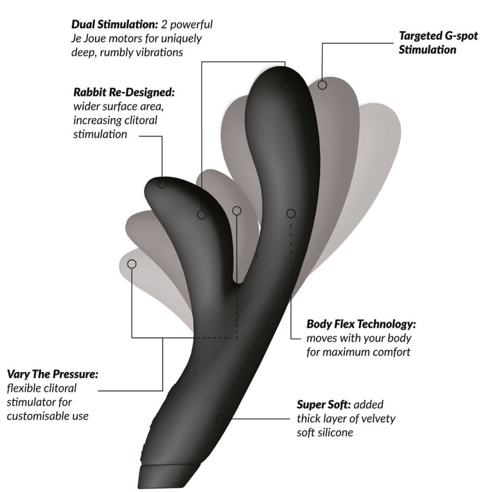 Je Joue Hera Luxury Silicone Rabbit Vibrator Black