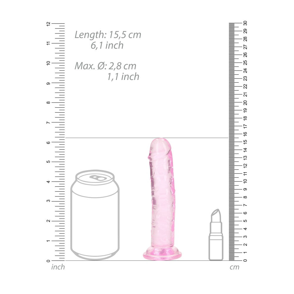 Jelly Dildo Real Rock Crystal Clear 6" Pink