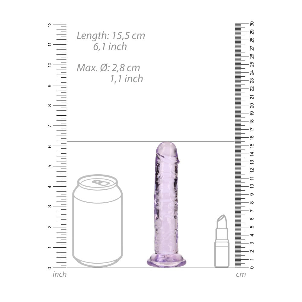 Jelly Dildo Real Rock Crystal Clear 6" Purple