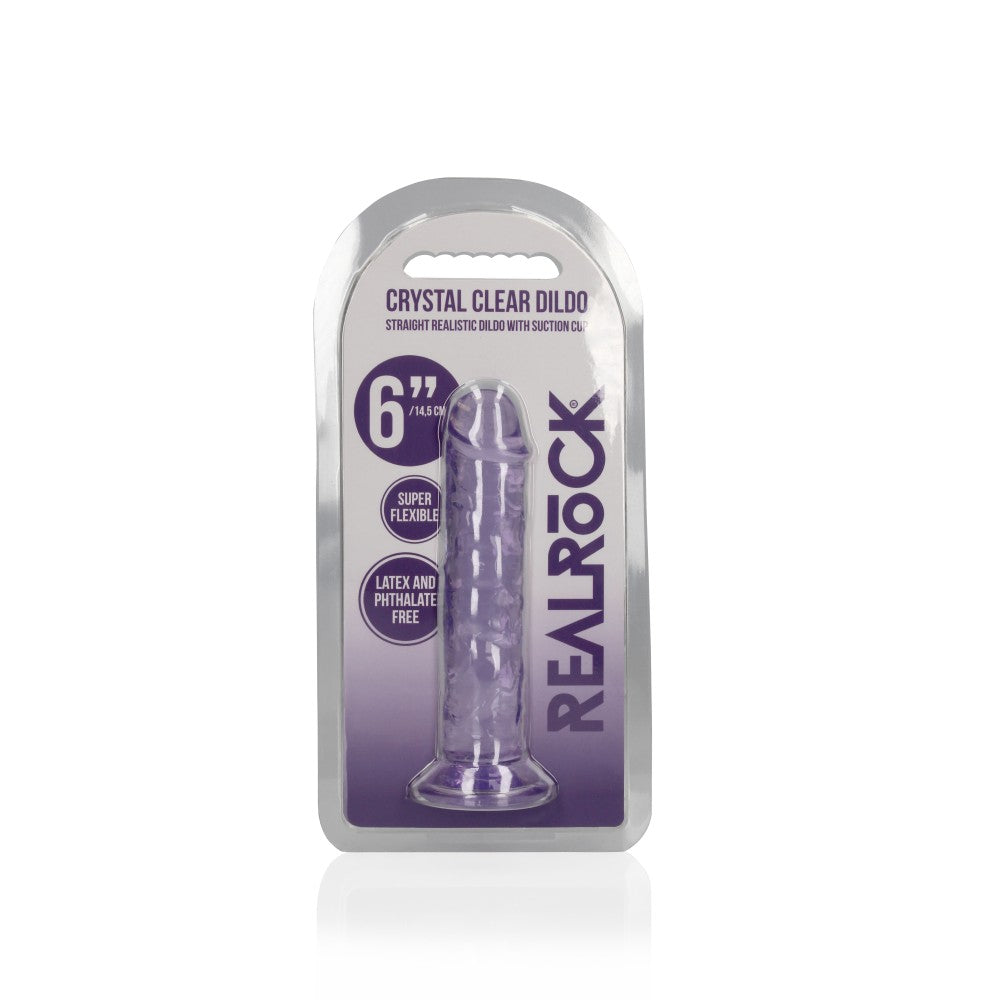 Jelly Dildo Real Rock Crystal Clear 6" Purple