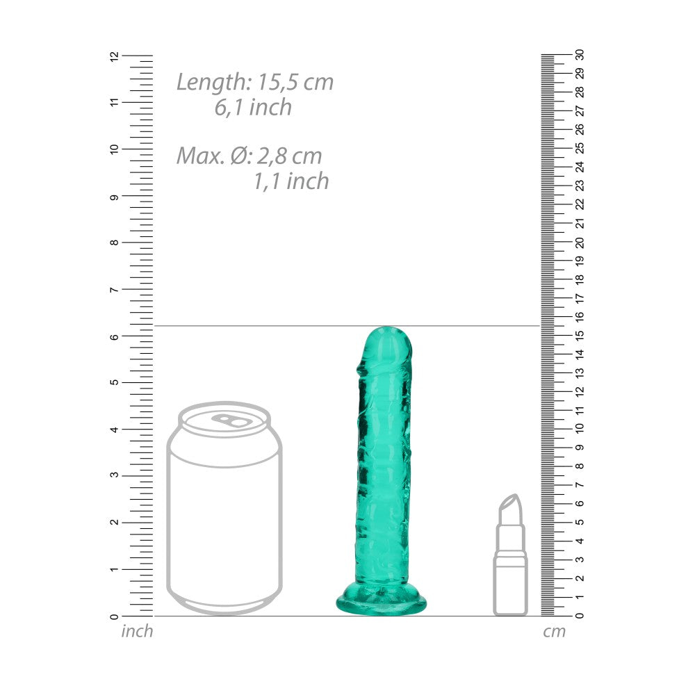 Jelly Dildo Real Rock Crystal Clear 6" Turquoise