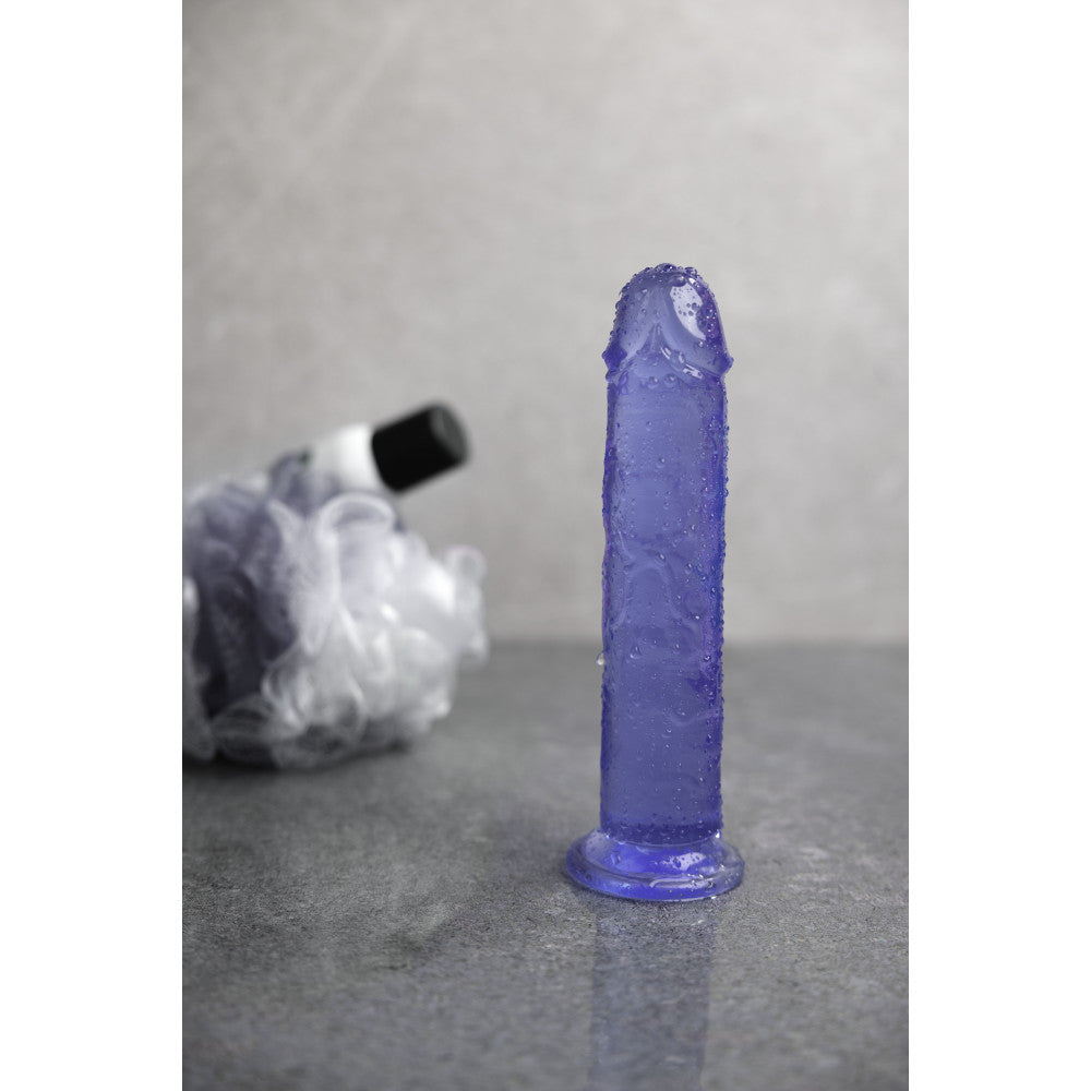 Jelly Dildo Real Rock Crystal Clear 7" Blue