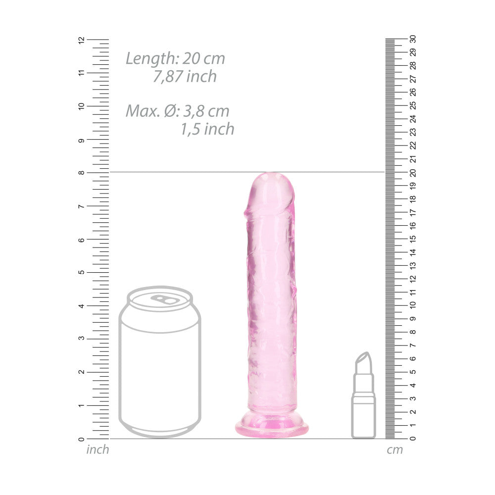 Jelly Dildo Real Rock Crystal Clear 7" Pink