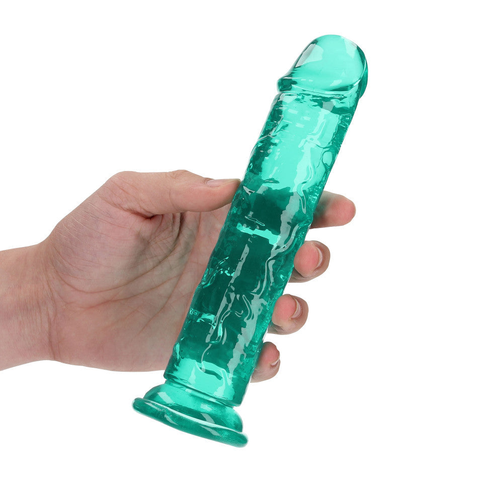 Jelly Dildo Real Rock Crystal Clear 7" Turquoise