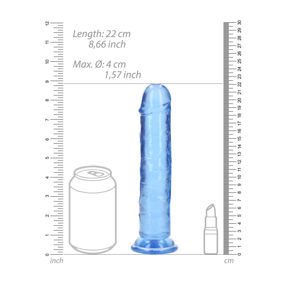 Jelly Dildo Real Rock Crystal Clear 8" Blue