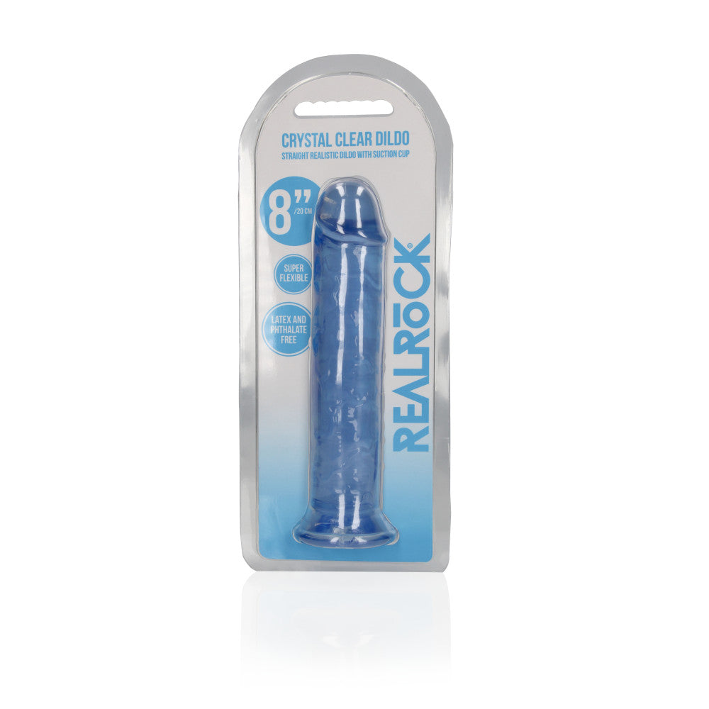 Jelly Dildo Real Rock Crystal Clear 8" Blue