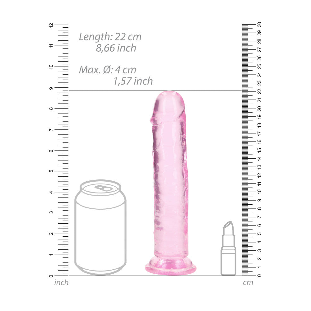 Jelly Dildo Real Rock Crystal Clear 8" Pink