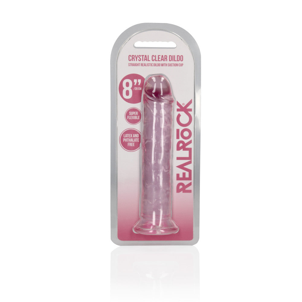 Jelly Dildo Real Rock Crystal Clear 8" Pink