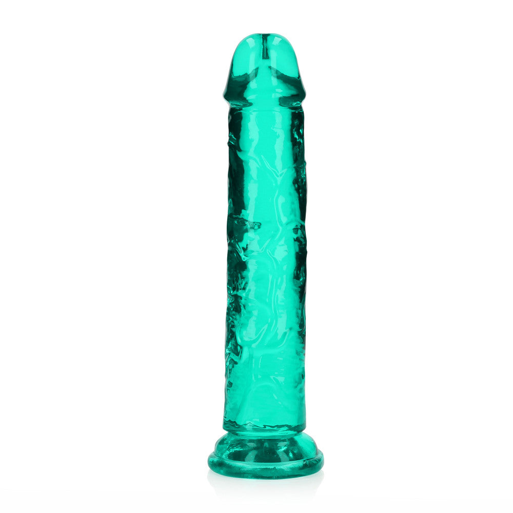 Jelly Dildo Real Rock Crystal Clear 8" Turquoise