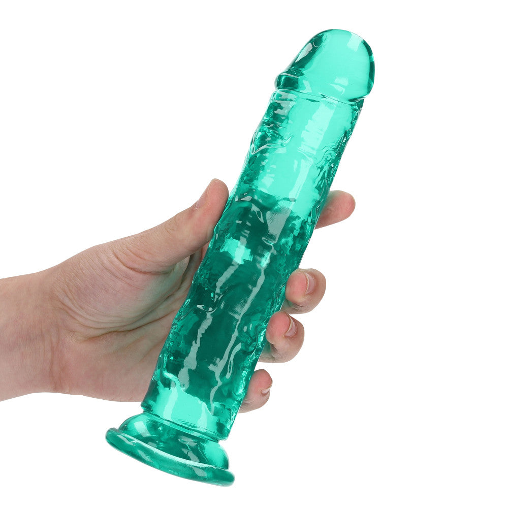 Jelly Dildo Real Rock Crystal Clear 8" Turquoise