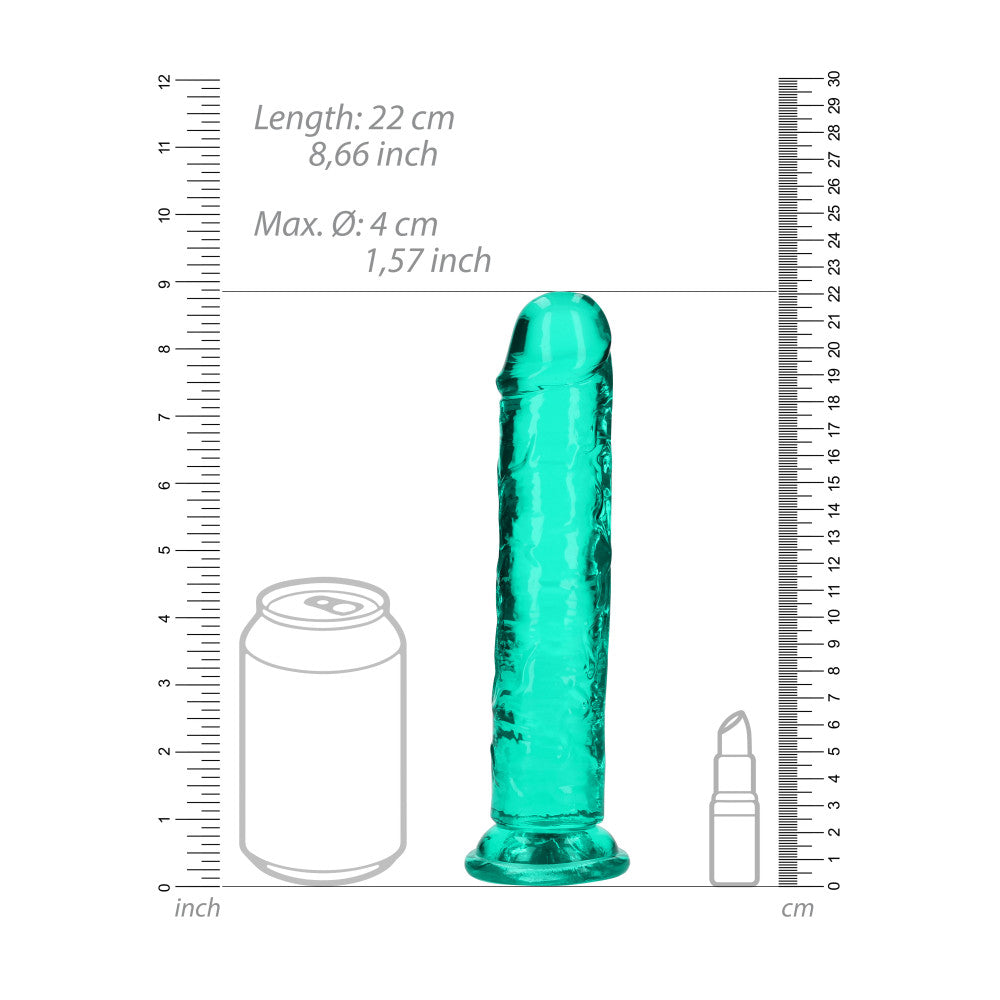 Jelly Dildo Real Rock Crystal Clear 8" Turquoise