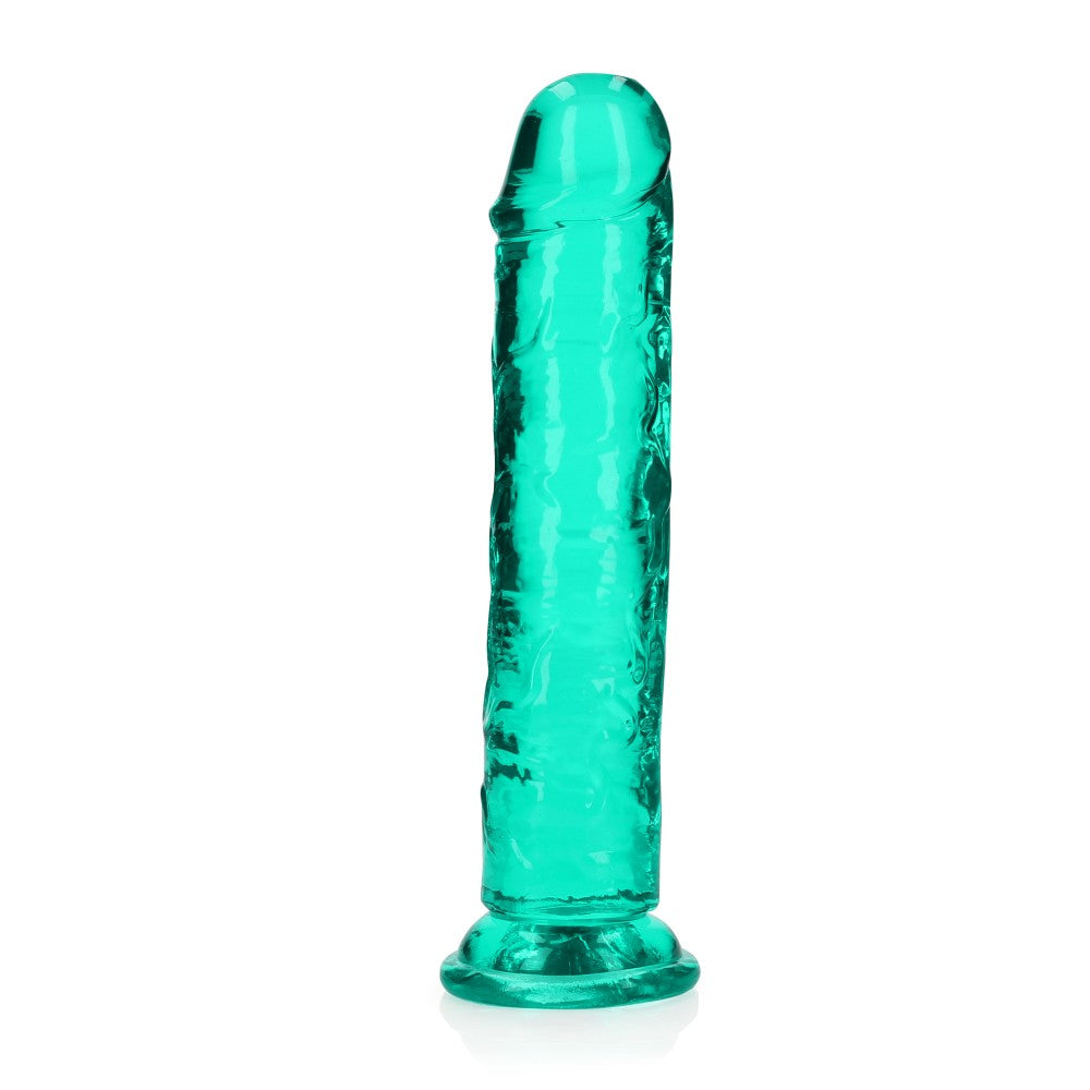 Jelly Dildo Real Rock Crystal Clear 8" Turquoise