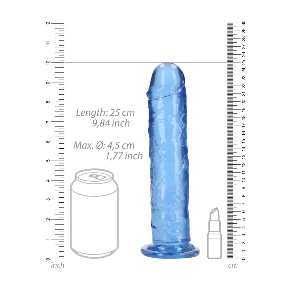 Jelly Dildo Real Rock Crystal Clear 9" Blue