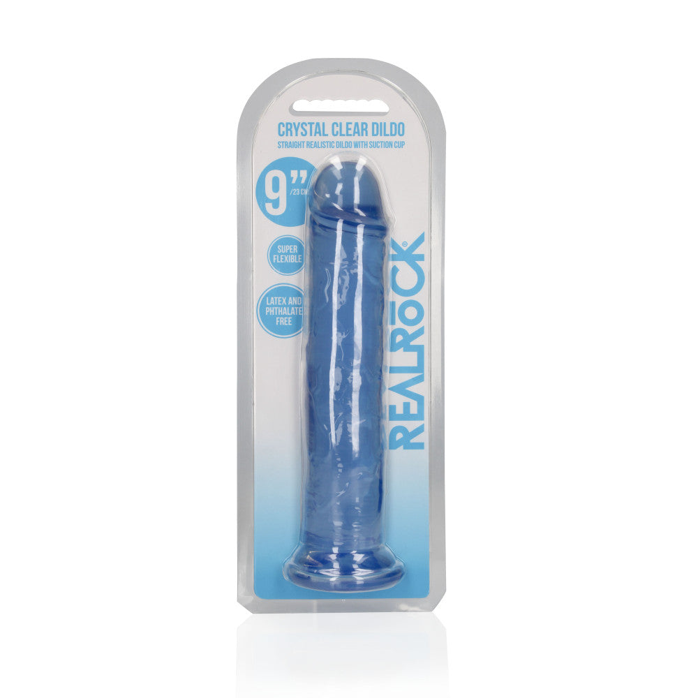 Jelly Dildo Real Rock Crystal Clear 9" Blue