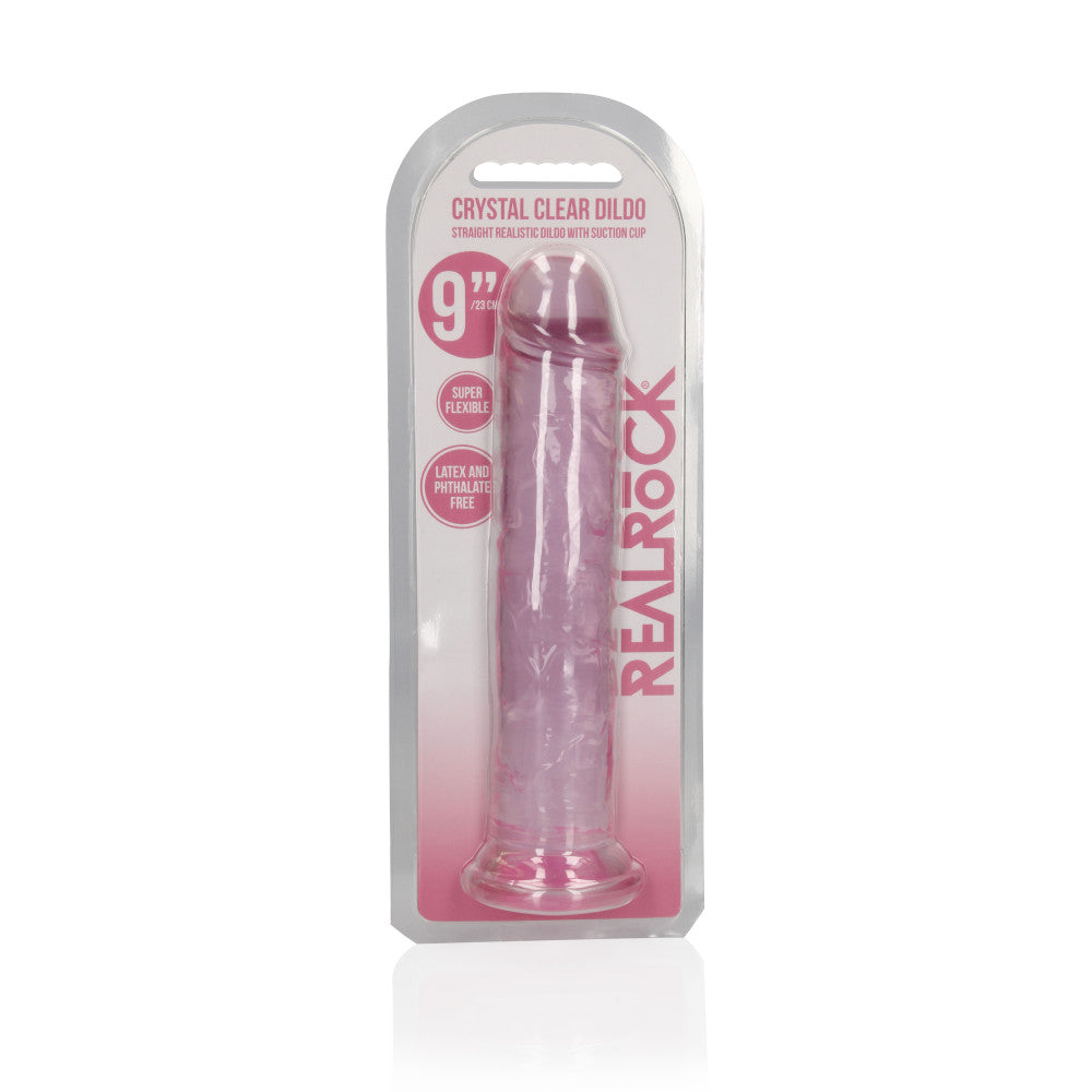 Jelly Dildo Real Rock Crystal Clear 9" Pink