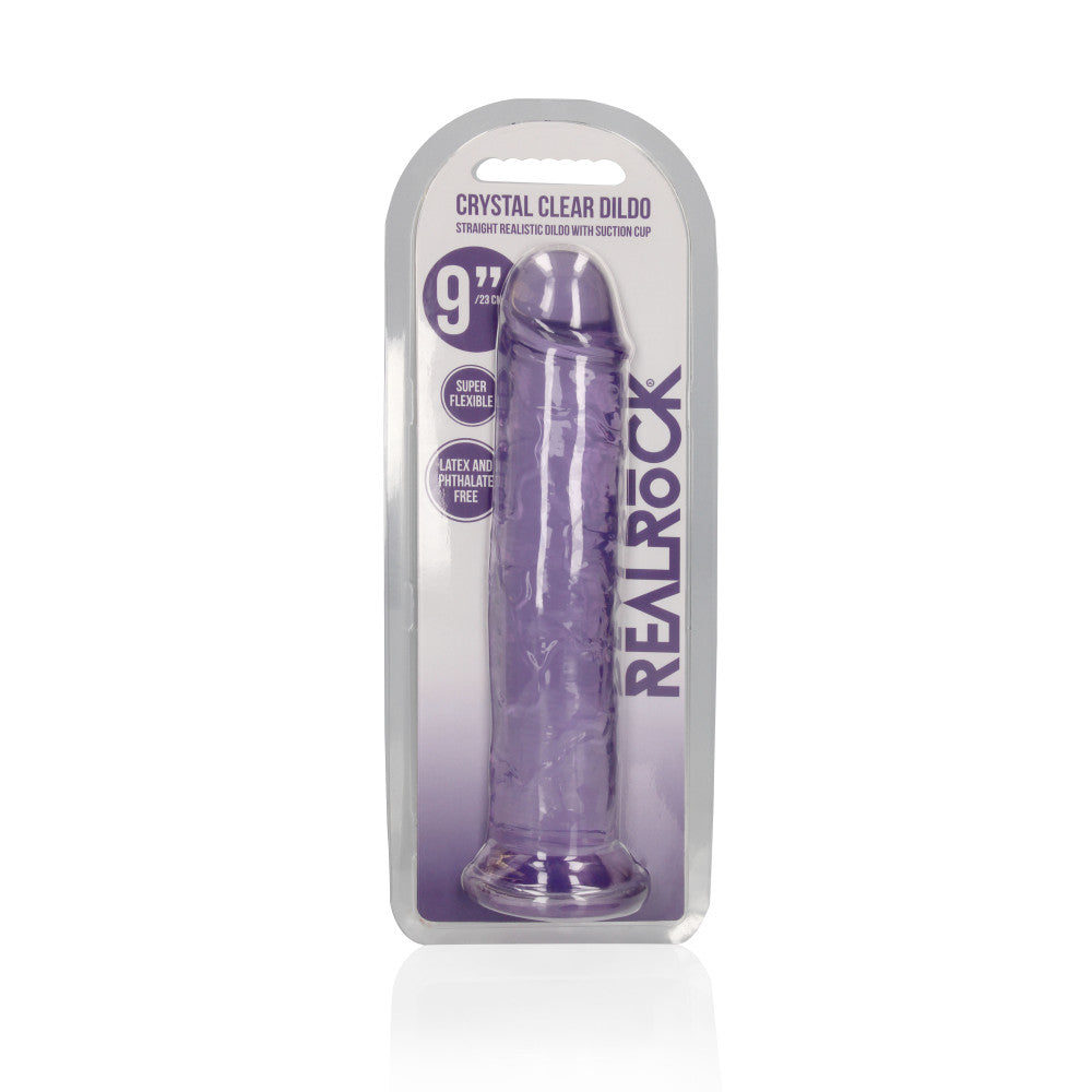 Jelly Dildo Real Rock Crystal Clear 9" Purple