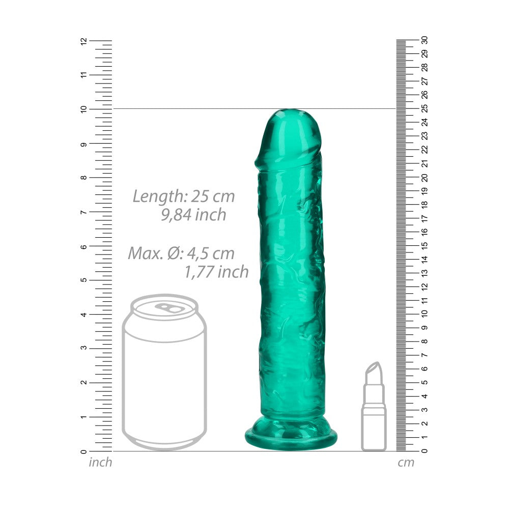 Jelly Dildo Real Rock Crystal Clear 9" Turquoise