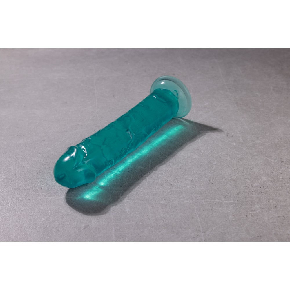 Jelly Dildo Real Rock Crystal Clear 9" Turquoise