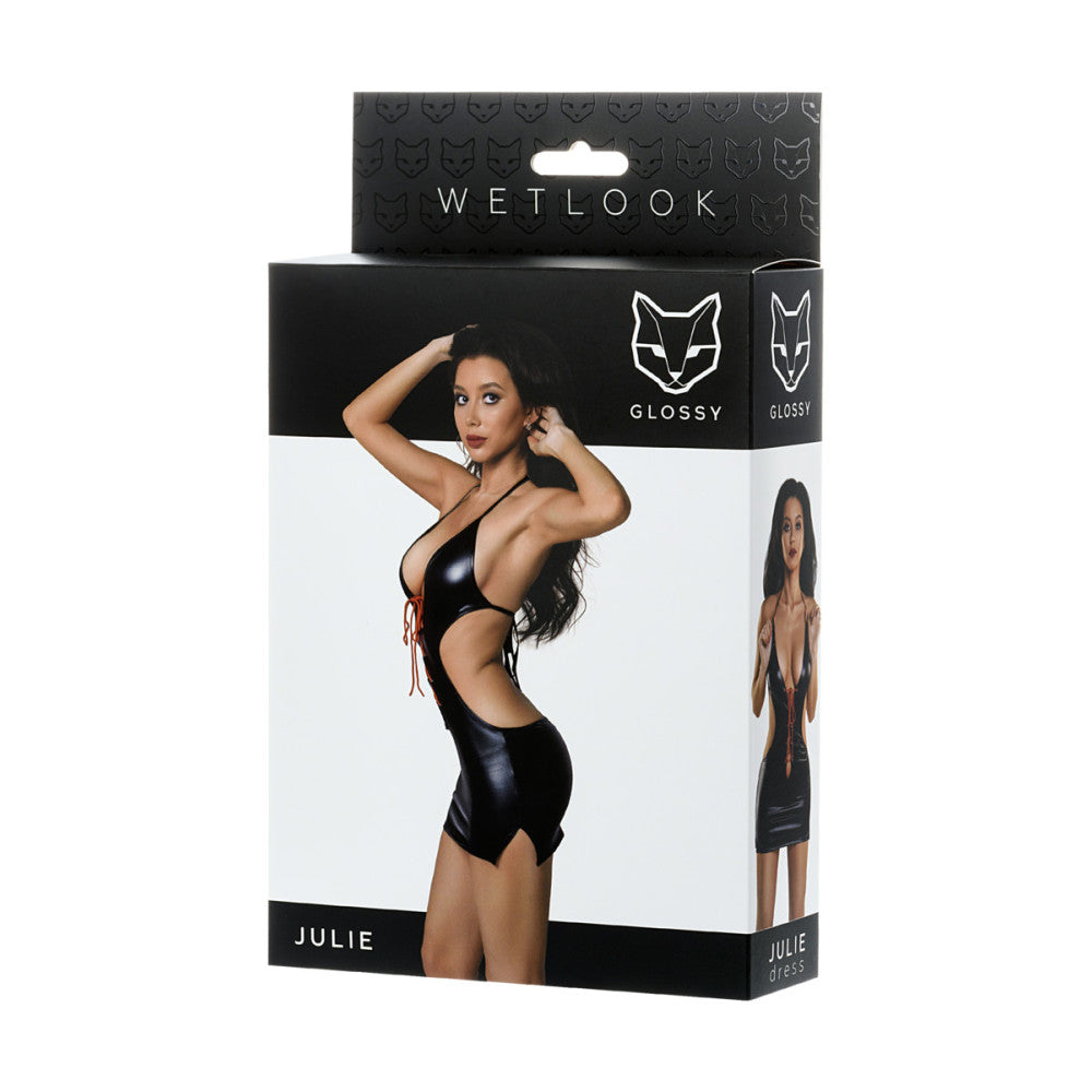 Julie Wet Effect Seductive Dress Black