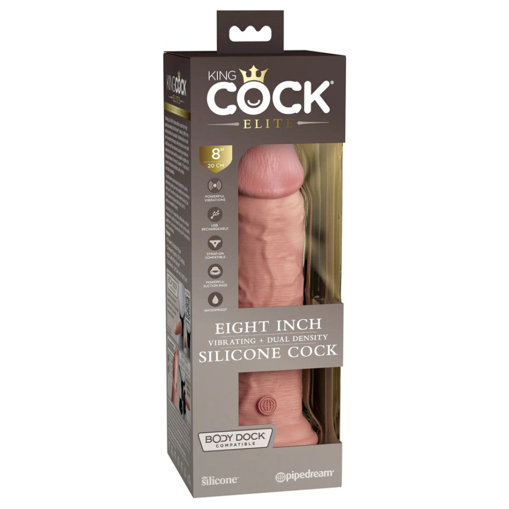 King Cock Elite 20cm Vibrating Double Layer Silicone Dildo