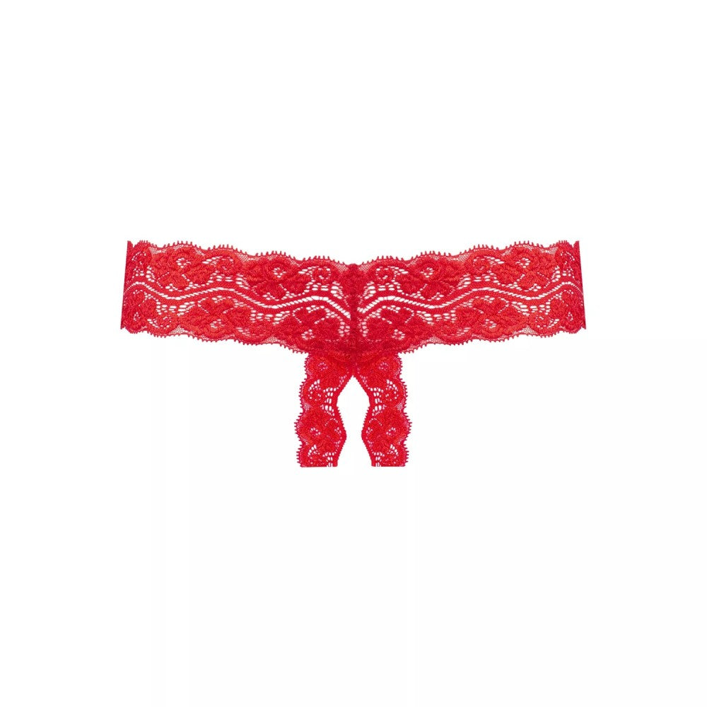 Kyra Crotchless Erotic Lace Thong Red