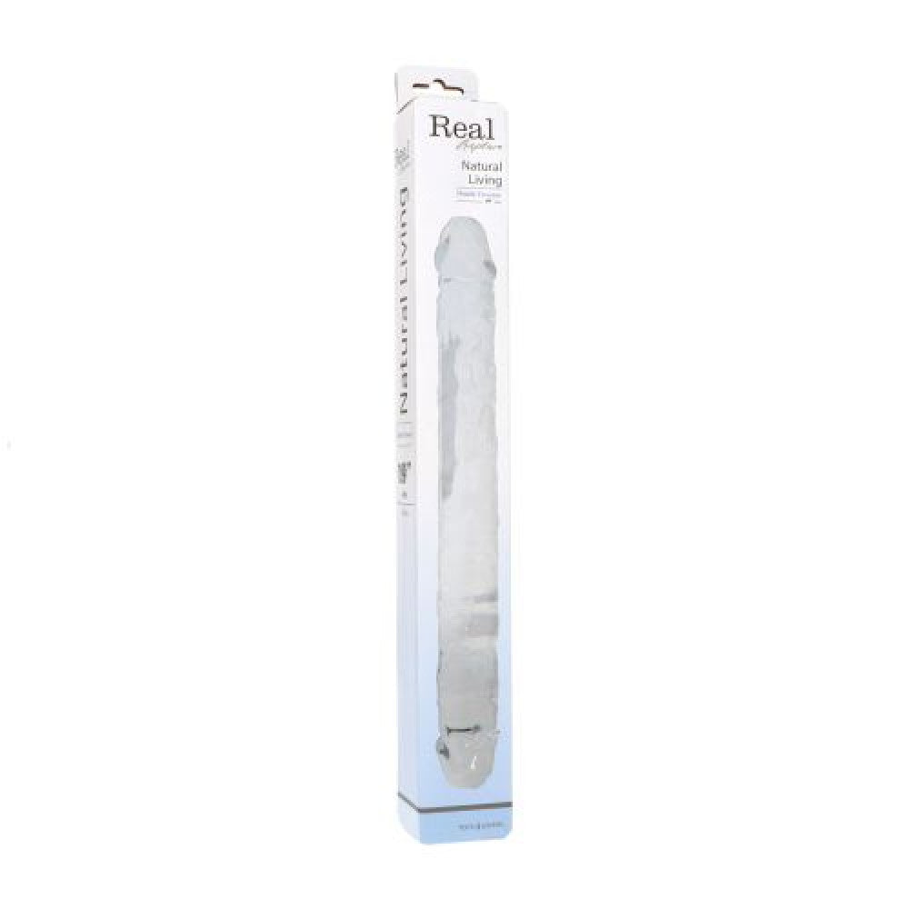 Large Double Ended Jelly Dildo Natural Living 38 cm.