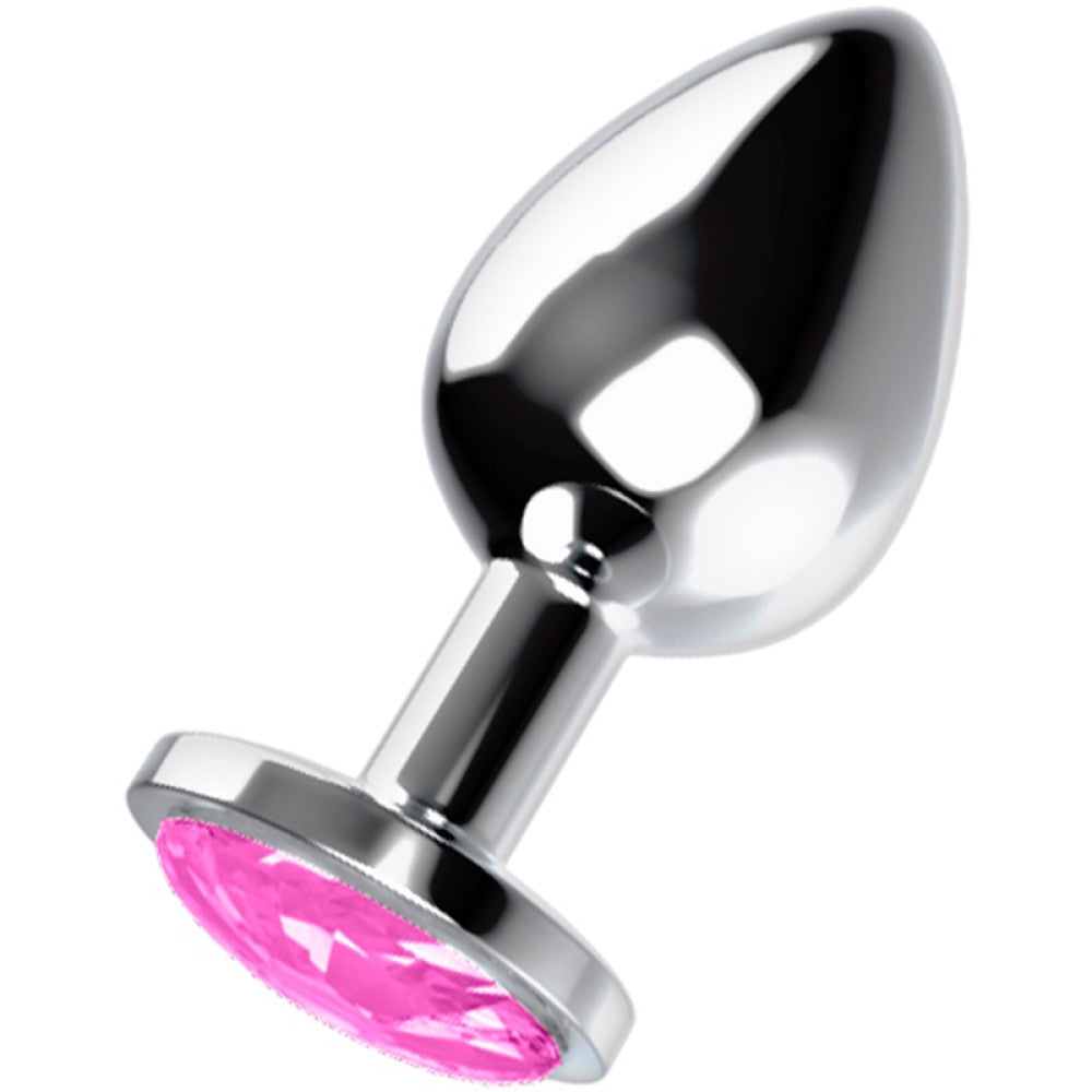 Large Metal Butt Plug with Pink Crystal Ohmama