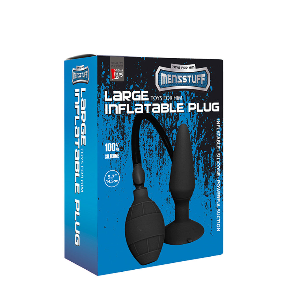 Large Inflatable Silicone Butt Plug Classic Black