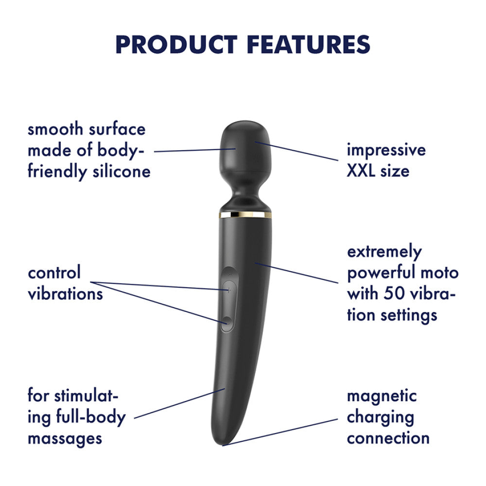 Large powerful rechargeable silicone massager Satisfyer Wand-er black