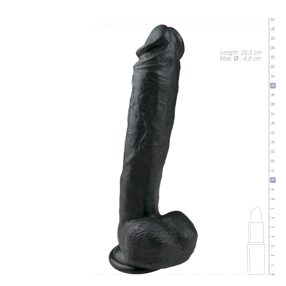 Large realistic dildo with testicles Easy 26.5 cm. black