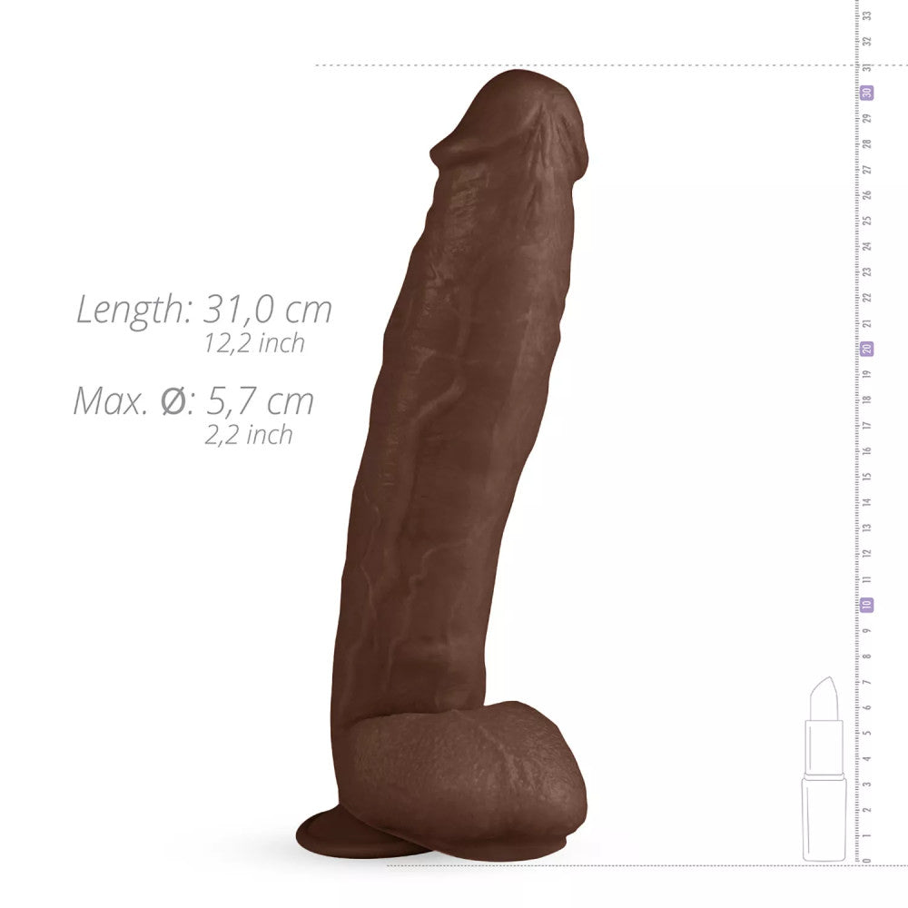 Travis Large Dildo with Vacuum Base & Testicles Brown